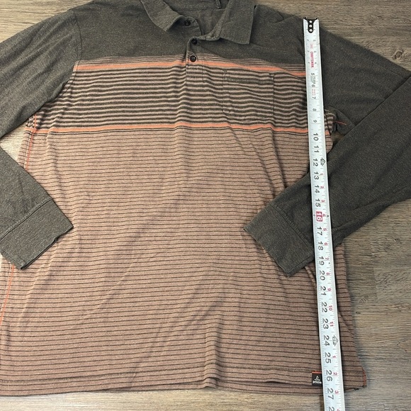 Prana Men’s Brown Stripe Long Sleeve Polo Shirt, size XL - Picture 5 of 8
